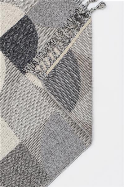 Gri Geometrik Desen İskandinav Salon Halısı