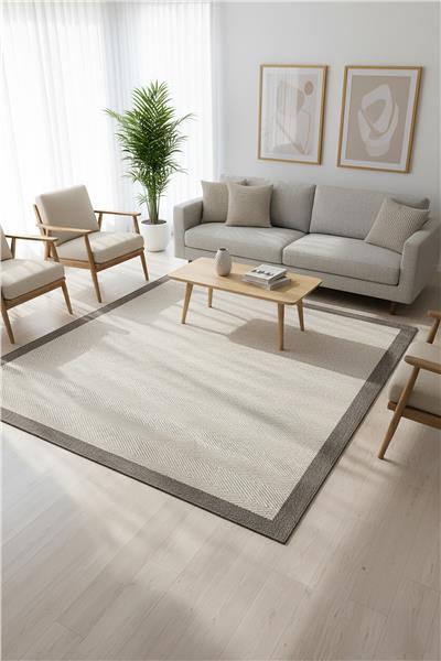 Gri Kolay Temizlenen Hasır Doku Balık Sırtı Sisal Halı