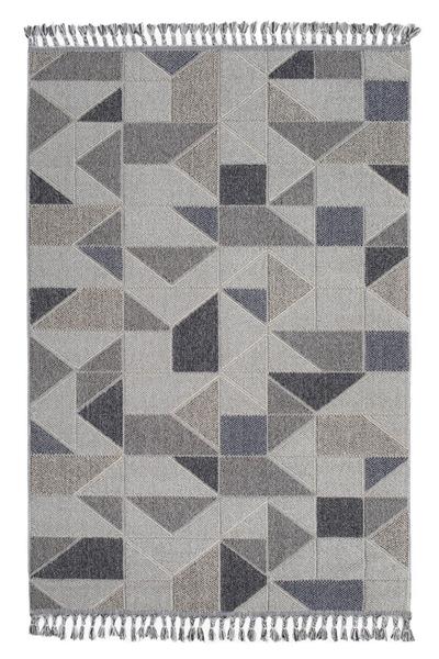 Gri Örgü Desen Kesme Pera Bukle Halı