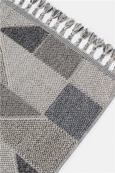 Gri Örgü Desen Kesme Pera Bukle Halı