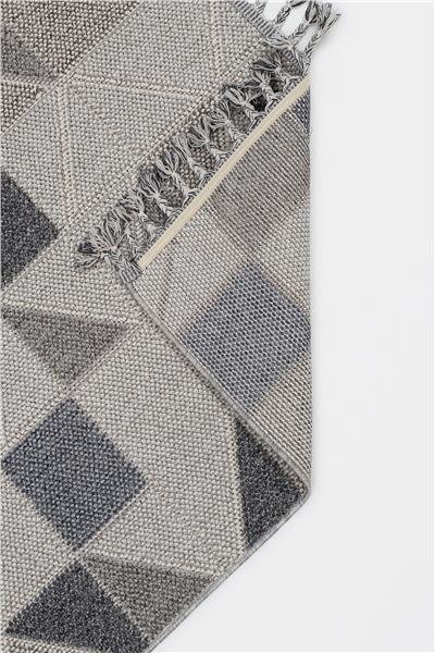 Gri Örgü Desen Kesme Pera Bukle Halı