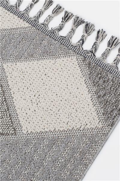 Gri Örgü Desenli İskandinav Kesme Halı