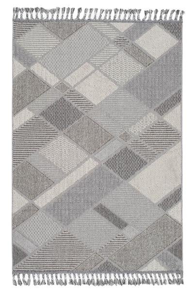 Gri Örgü Desenli İskandinav Kesme Halı