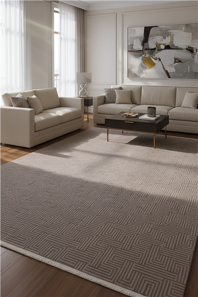 Gri Vellora Axis Geometrik Desen Akrilik Halı