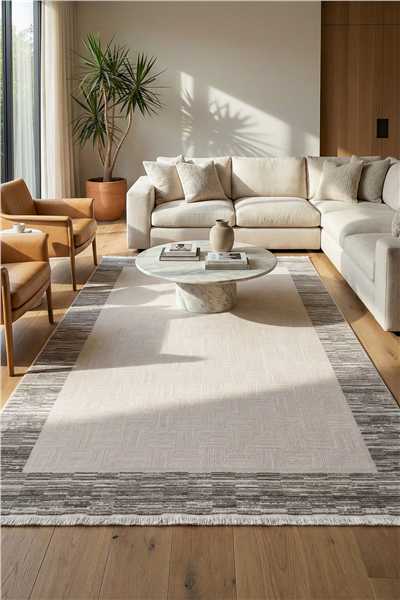 Gri Vellora Frame Çerçeveli Akrilik Halı