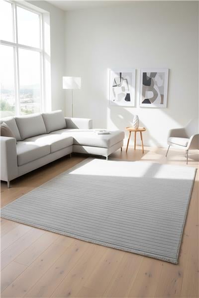 Gri Yumuşak Tuşeli Modern Petra Kesme Halı