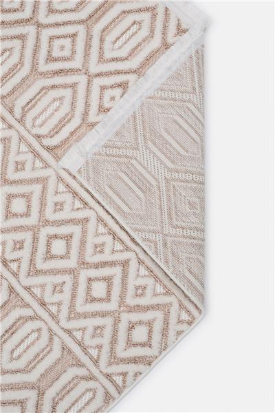 Kahverengi Dokuma Tabanlı Geometrik Desen İskandinav Halı