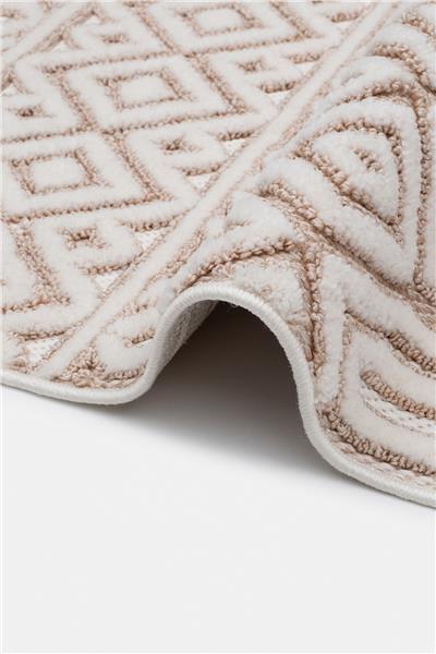 Kahverengi Dokuma Tabanlı Geometrik Desen İskandinav Halı