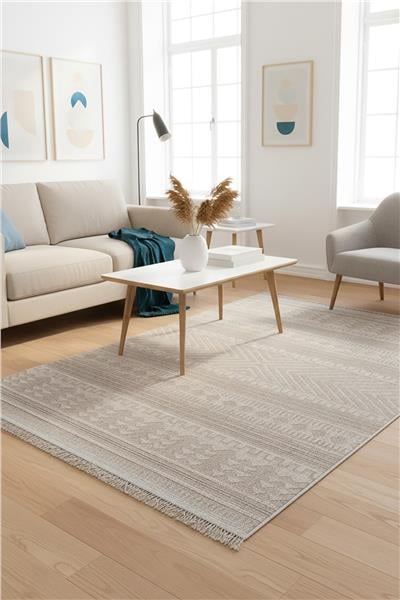 Kahverengi Yumuşak Dokulu Kilim Desen İskandinav Halı