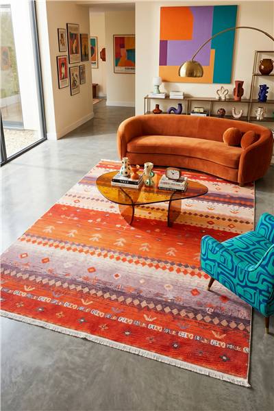 Kiremit Zamanın İzi Modern Vintage Sisal Halı