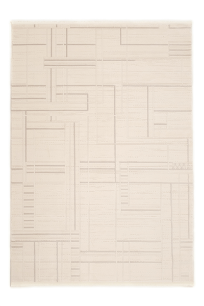 Krem Alegra Axon Modern Çizgili Akrilik Halı