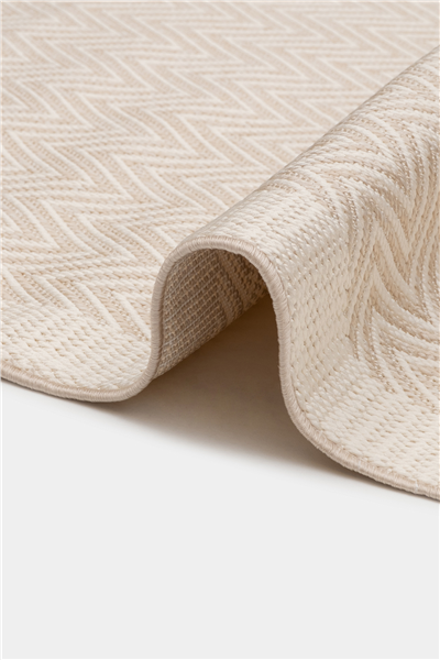 Krem Balıksırtı Dokumalı Oval Sisal Halı