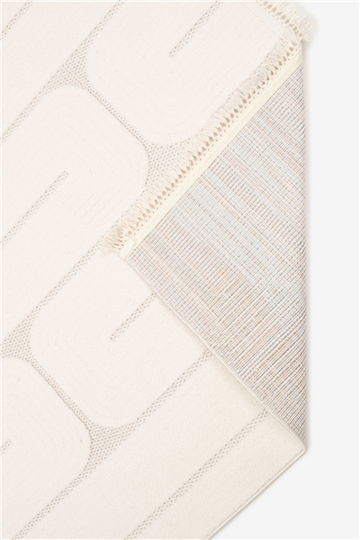 Krem Jenerio Dokuma Tabanlı İskandinav Halı