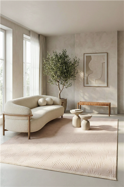 Krem Vellora Axis Geometrik Desen Akrilik Halı