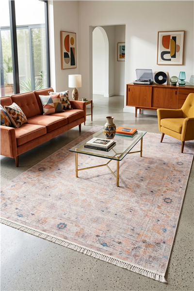 Krem Zamanın İzi Modern Vintage Sisal Halı