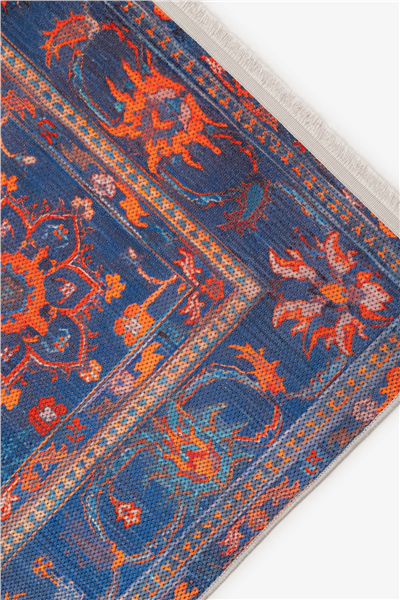 Lacivert Zamanın İzi Modern Vintage Sisal Halı