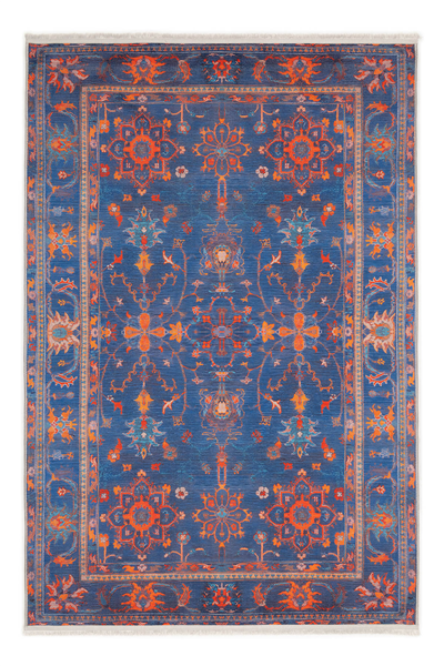 Lacivert Zamanın İzi Modern Vintage Sisal Halı