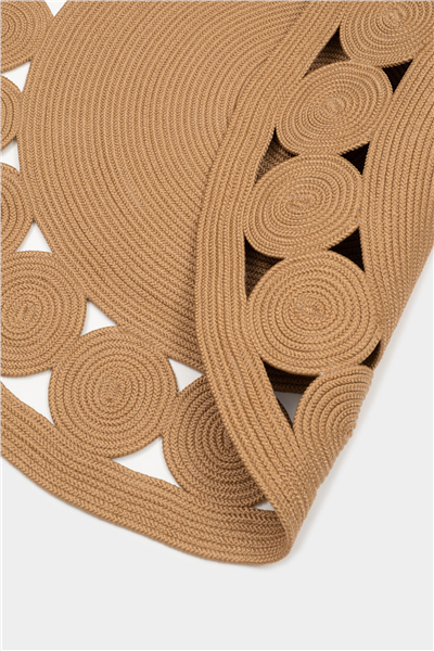 Natural Rumi Yuvarlak Çift Taraflı Jüt Halı
