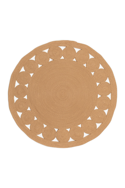 Natural Rumi Yuvarlak Çift Taraflı Jüt Halı