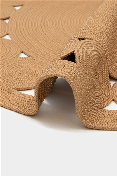 Natural Rumi Yuvarlak Çift Taraflı Jüt Halı