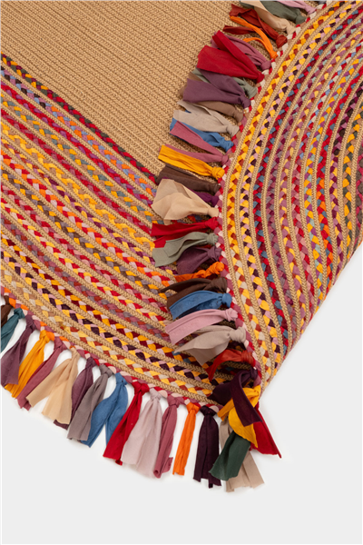 Natural Saçaklı Otantik Oval Çift Taraflı Jüt Halı 