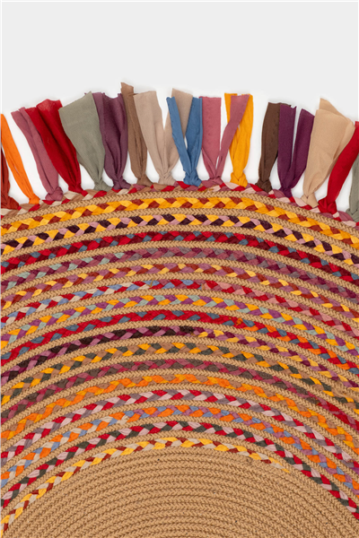 Natural Saçaklı Otantik Oval Çift Taraflı Jüt Halı 