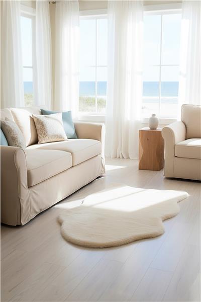 Peluş Bej Saggy Makinede Yıkanabilir Post Halı