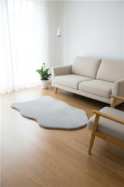 Peluş Gri Saggy Makinede Yıkanabilir Post Halı