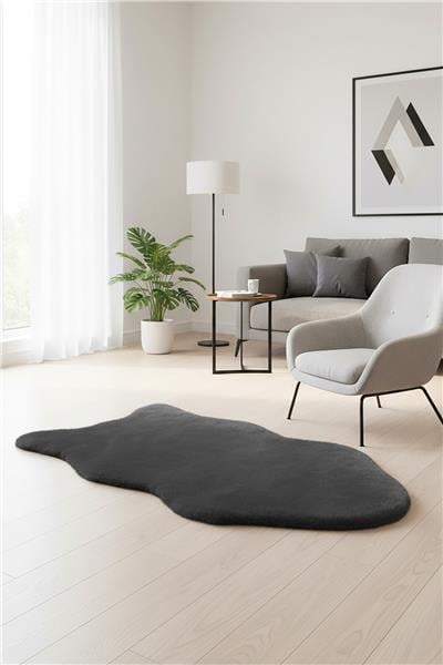Peluş Siyah Saggy Makinede Yıkanabilir Post Halı