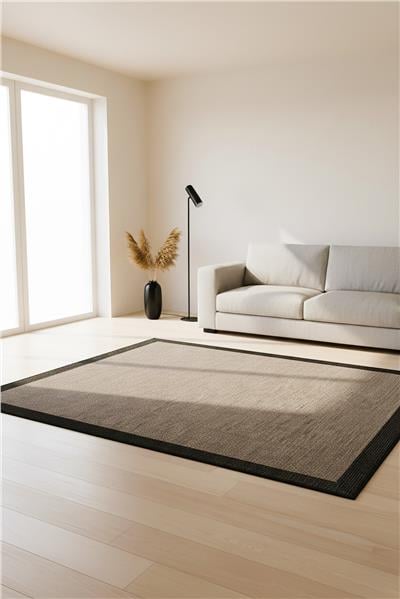 Siyah Antialerjik Dikdörtgen Sisal Halı