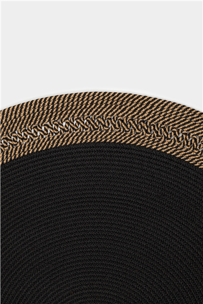 Siyah-Bej Aura Hasır Oval Çift Taraflı Jüt Halı