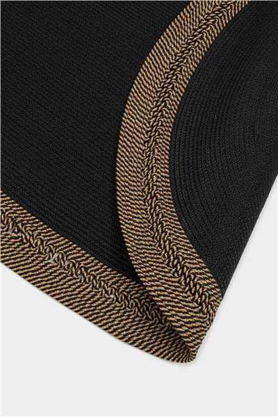 Siyah-Bej Aura Hasır Oval Çift Taraflı Jüt Halı