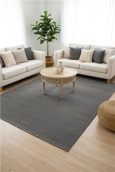 Siyah Yumuşak Tuşeli Modern Petra Kesme Halı