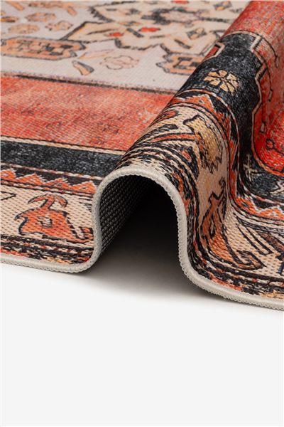 Turuncu-Lacivert Zamanın İzi Modern Vintage Sisal Halı