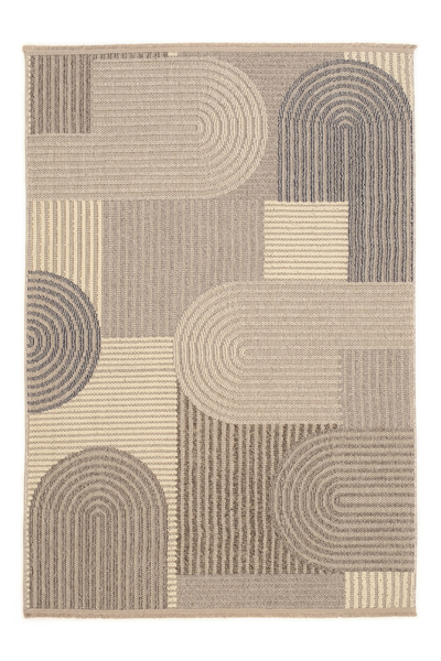 Vizon-Gri Arca Salyangoz Desenli İskandinav Halı