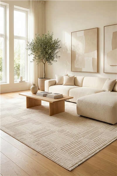 Vizon Pera Kabartma Bukle Dokuma Desenli Halı