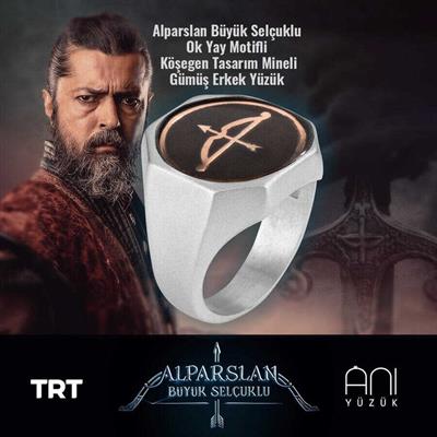 Alparslan Büyük Selçuklu Gümüş Yüzük - Ok Yay Motifli Köşegen