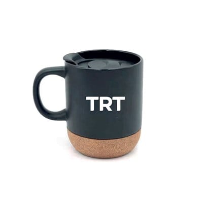 TRT Logolu Mantar Tabanlı Siyah Kupa