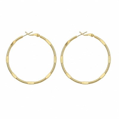 14k Altın Kaplama Halka Küpe - 4 cm
