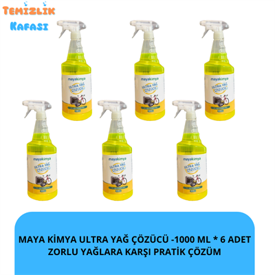 Maya Kimya Ultra Yağ Çözücü 1 L x 6 Adet – Zorlu Yağlar İçin Güçlü Temizlik