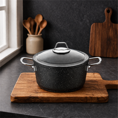 Black Line Granit 18 cm Derin Tencere
