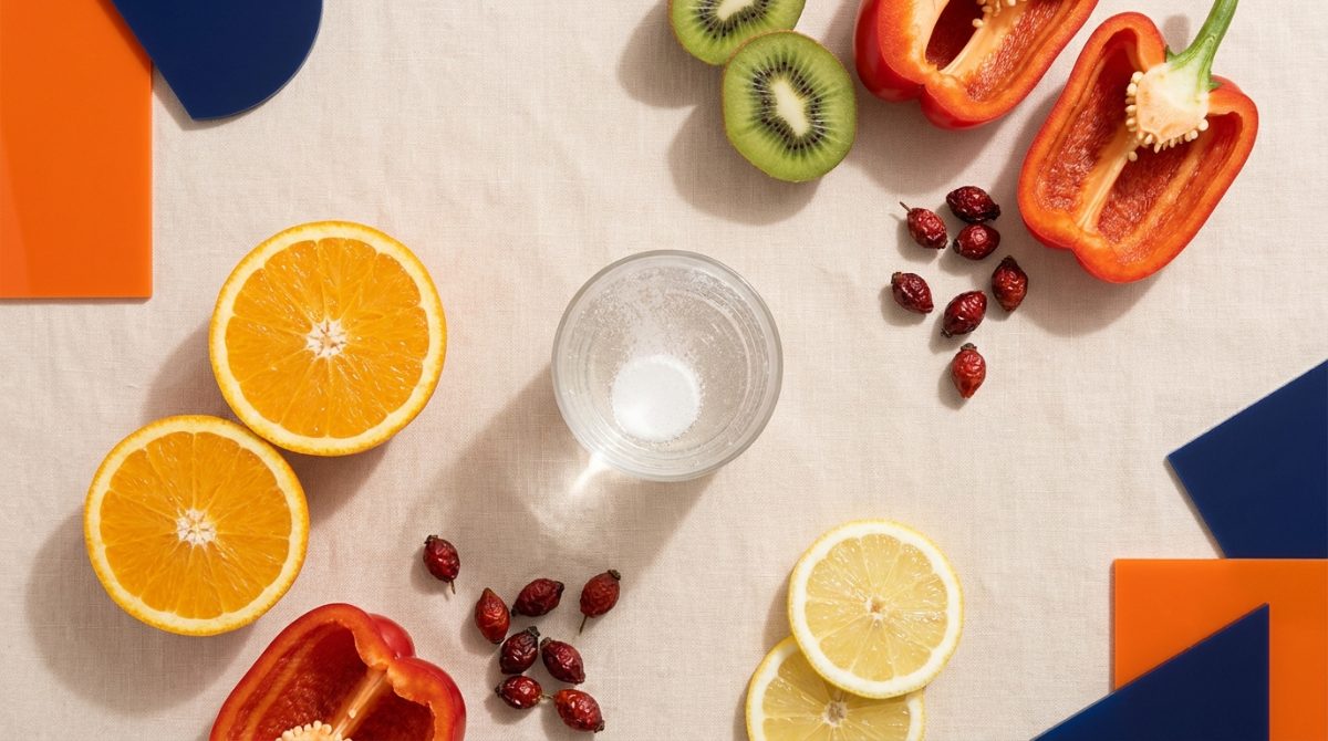 C vitamini kaynakları: portakal, kivi, kırmızı biber ve C vitamini takviyesi