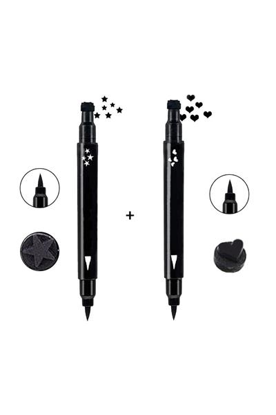 Çift Uçlu Eyeliner Yıldız Ve Kalp Desenli 2li Ekonomik Set
