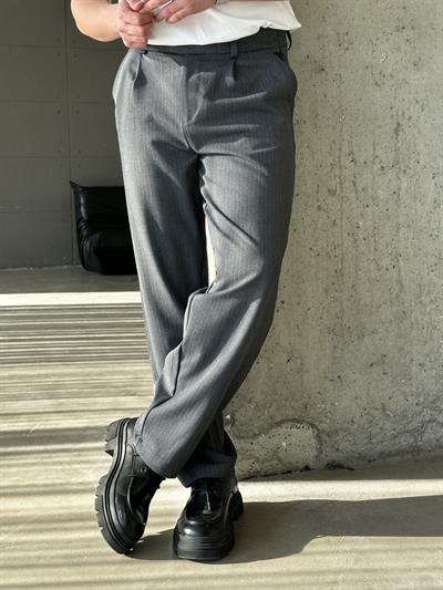Antrasit Çizgili Zara Kumaş Baggy Pantalon
