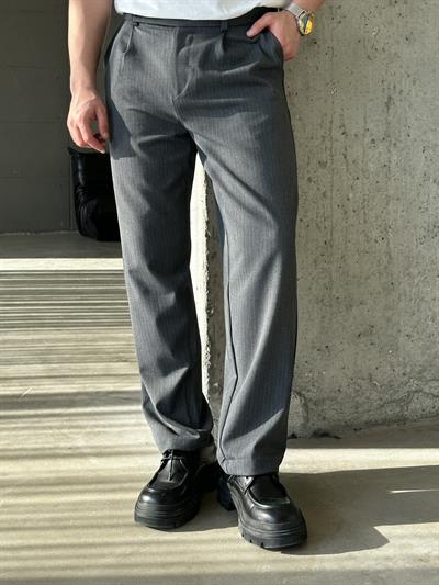 Antrasit Çizgili Zara Kumaş Baggy Pantalon