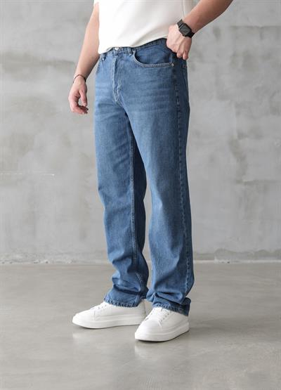 Koyu Mavi Baggy Kot Pantolon