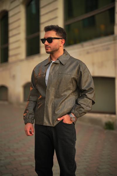 Haki Premium Deri Ceket