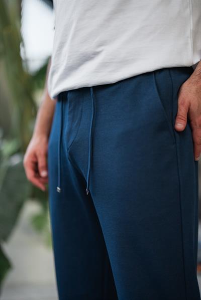 İndigo Diagonel Kumaş Baggy Pantolon 