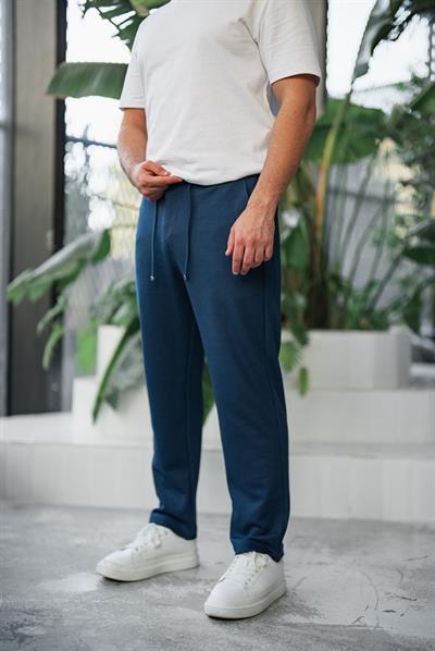 İndigo Diagonel Kumaş Baggy Pantolon 