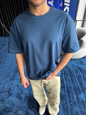 Lacivert Bisiklet Yaka Oversize T-Shirt